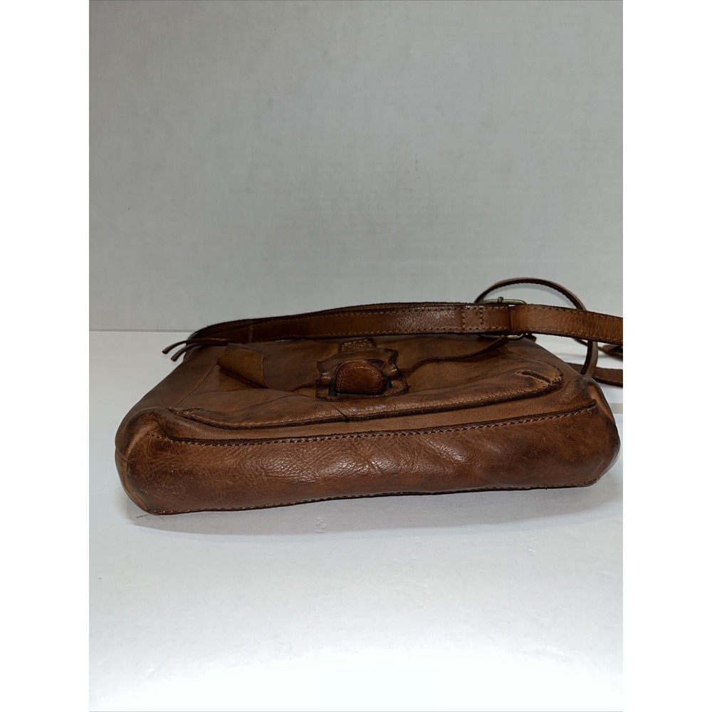 Harbour 2nd Genuine Leather Cognac Brown Zip Top Crossbody Flap Purse - Picture 6 of 16